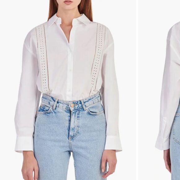 English Factory Eyelet Detail Cotton Button-Up
Shirt L NWT - Picture 2 of 11